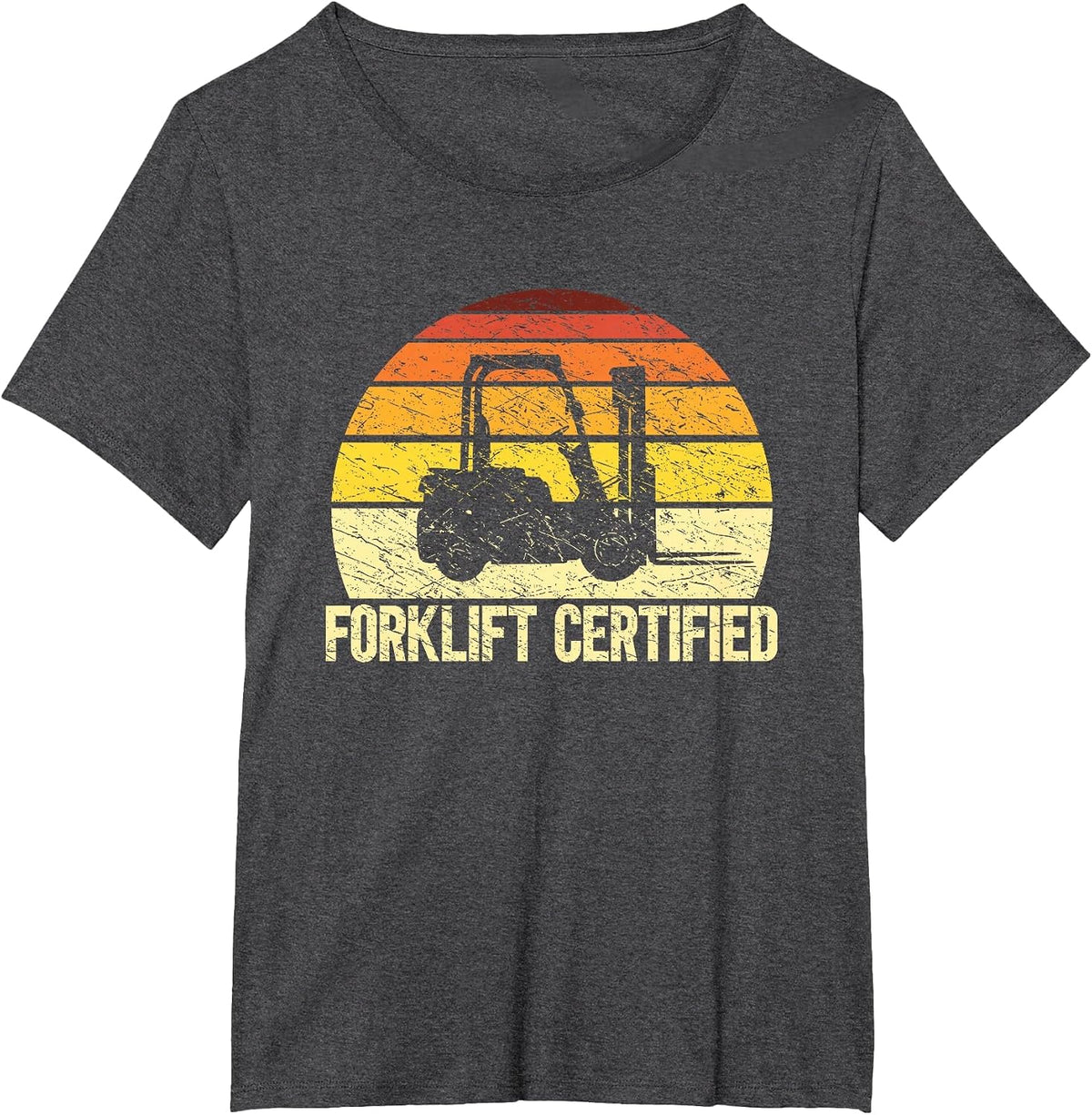 Retro Forklift Certified Forklift Operator Lift Truck Driver T-Shirt - Dark Heather Grey