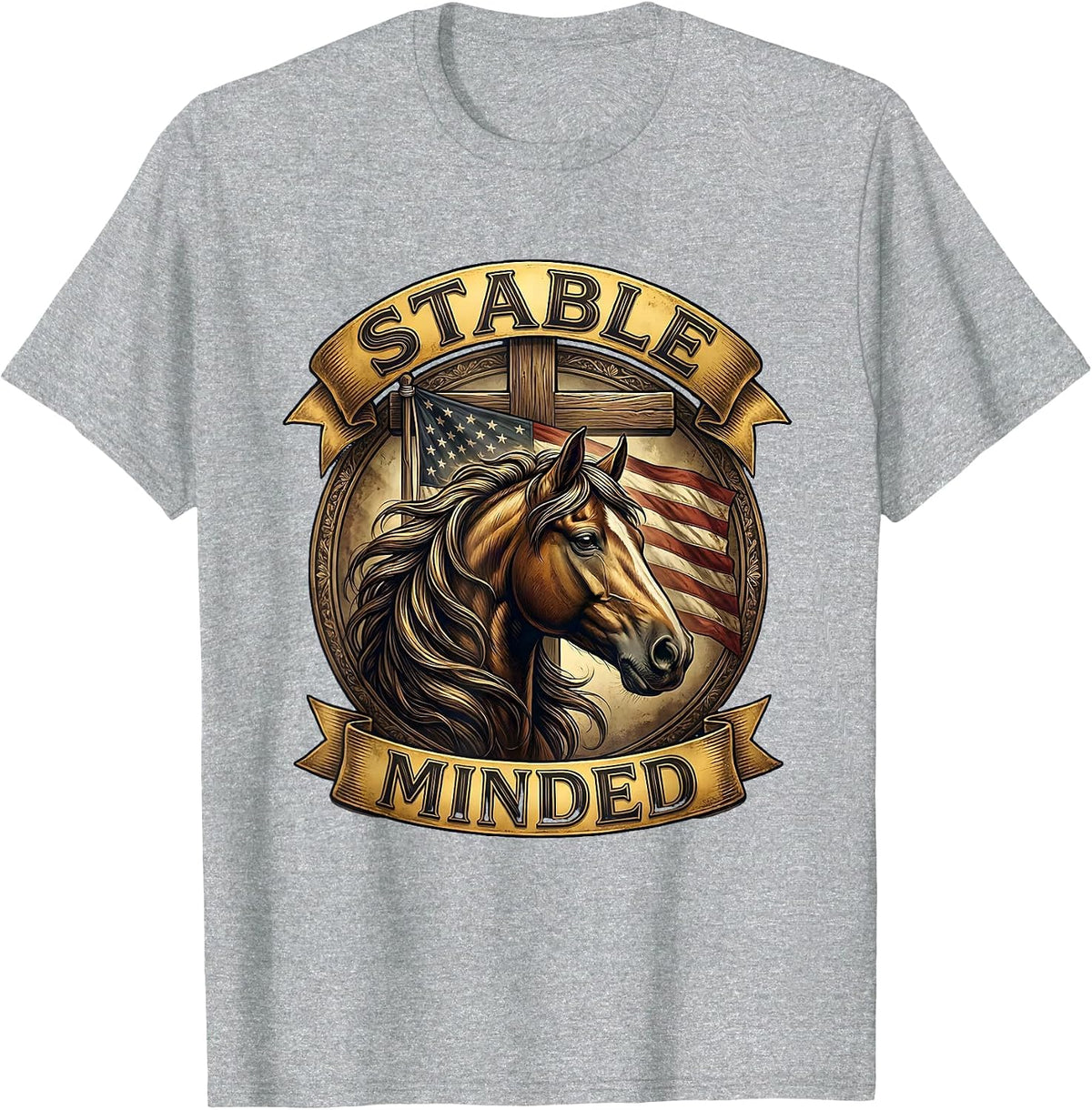 Men's Stable Minded Horse Lover Equestrian Design T-Shirt - Heather Grey