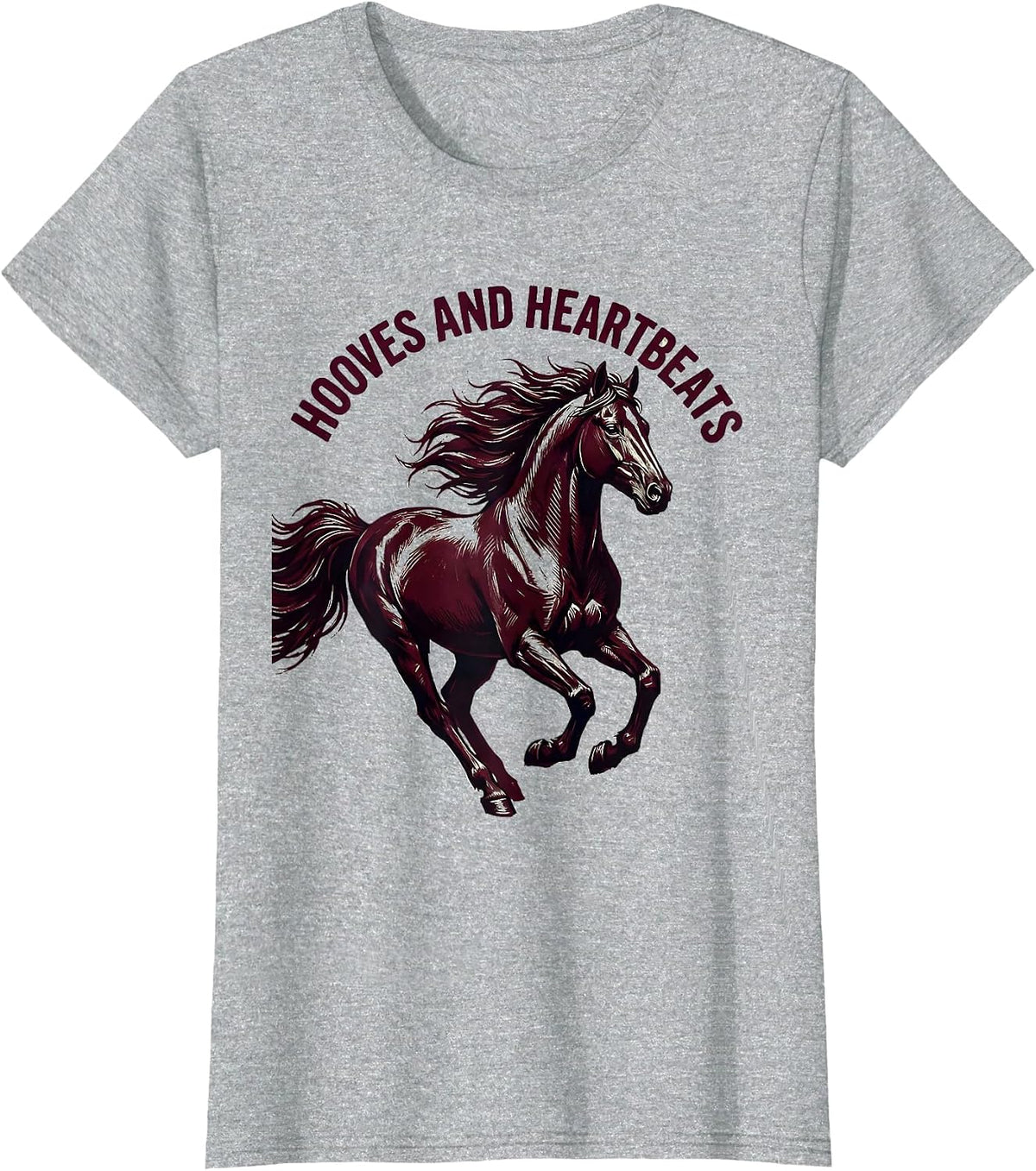 Women's Hooves and Heartbeats Horse Lover Design T-Shirt - Heather Grey