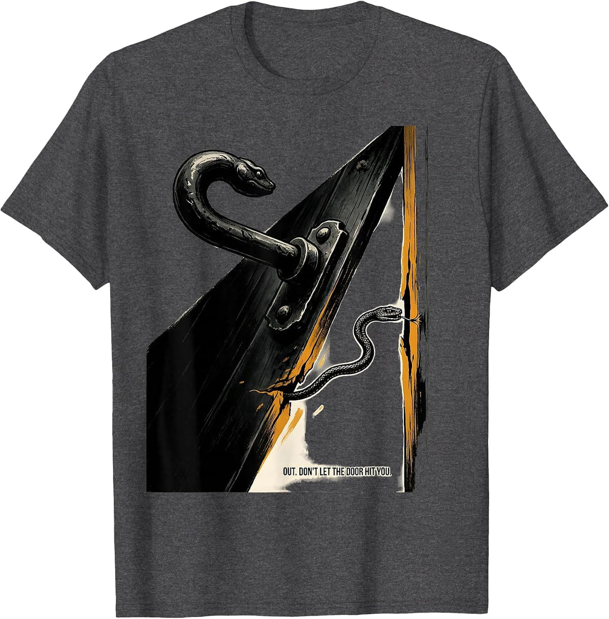 Out. Don't Let The Door Hit You Funny Irish Heritage St T-Shirt - Dark Heather Grey