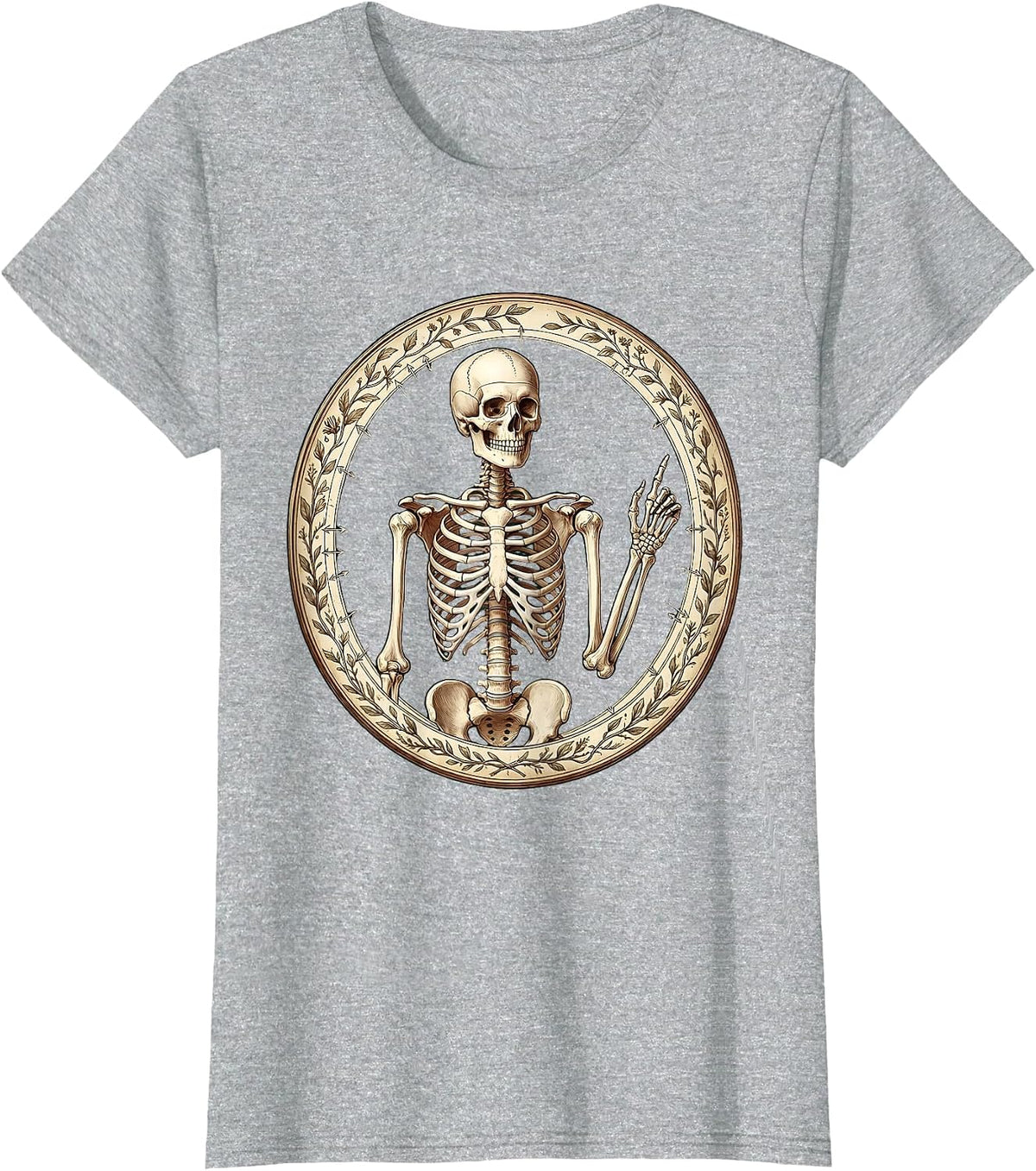 Women's Science Teacher Skeleton Chalkboard Illustration T-Shirt - Heather Grey