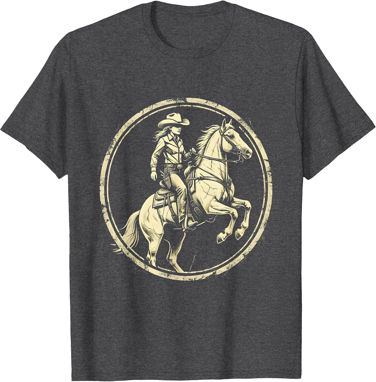 Men's Camo Rider Wild Horse Graphic Design T-Shirt - Dark Heather Grey