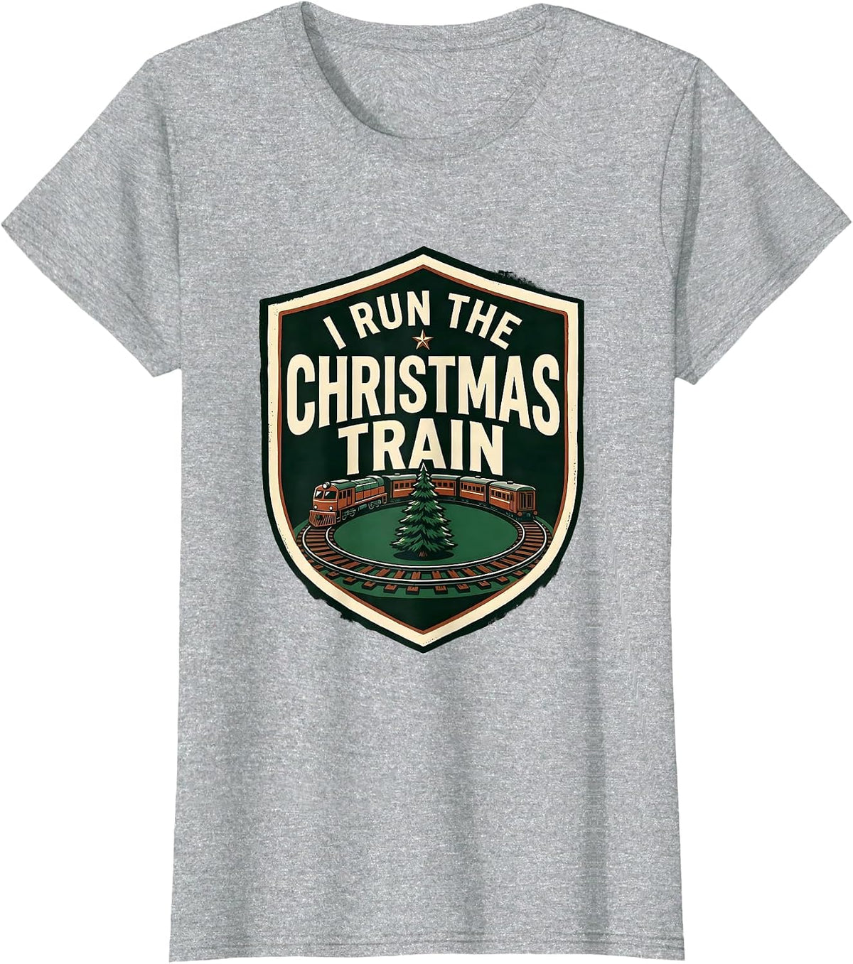 I Run The Christmas Train Vintage Holiday Train Enthusiast T-Shirt - Heather Grey