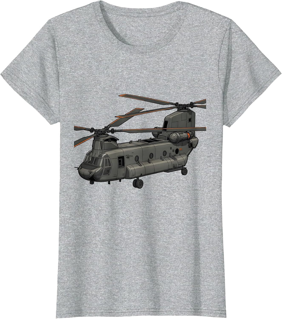 Women's Exploded Tandem-Rotor Helicopter Military Enthusiast T-Shirt - Heather Grey
