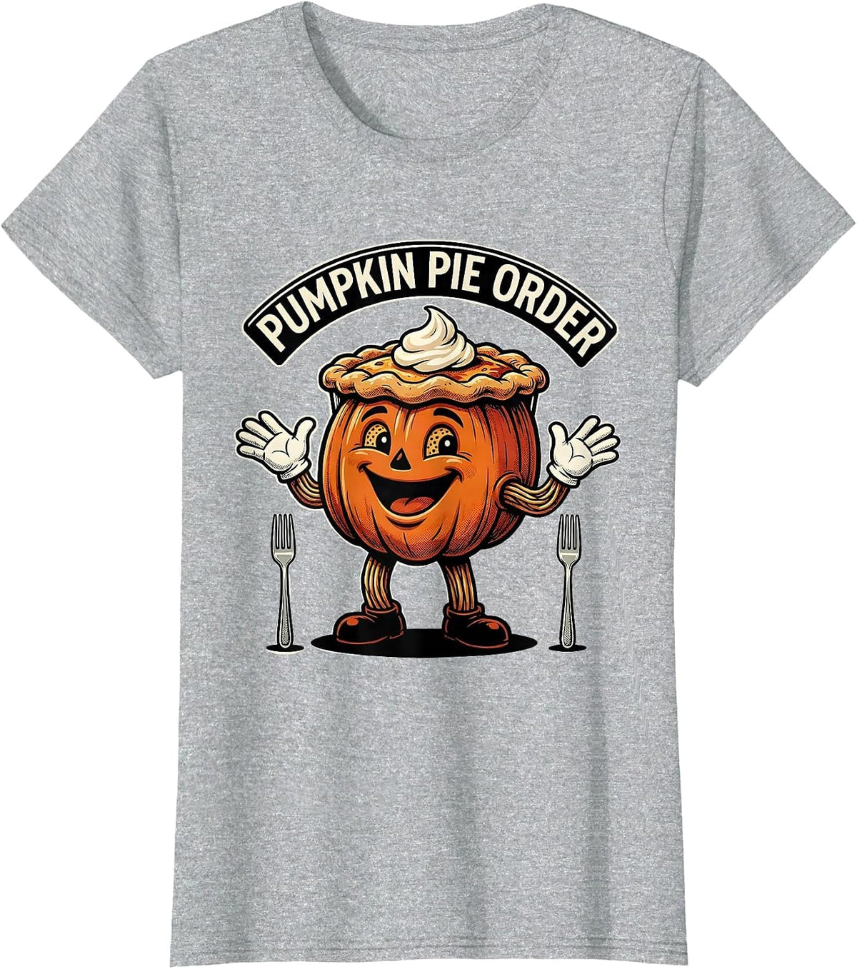 Pumpkin Pie Order Retro Cartoon Thanksgiving Pie Lover Humor T-Shirt - Heather Grey
