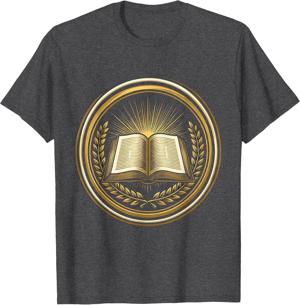 Open Bible Rays of Light Christian Faith Design T-Shirt - Dark Heather Grey