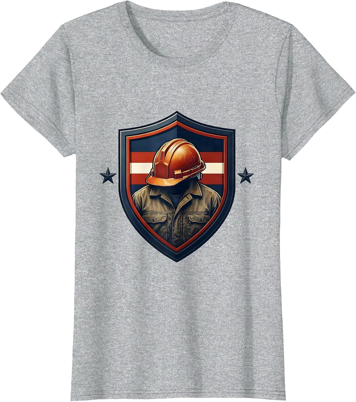 Women's Sealed Shield Badge Patriotic Union Worker Labor Day T-Shirt - Heather Grey