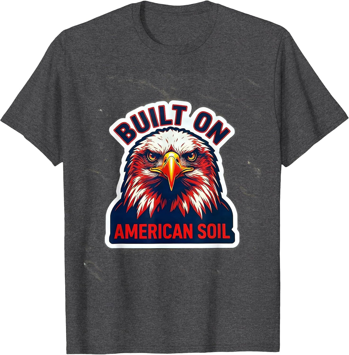 Men's Built on American Soil Patriotic Pride Design T-Shirt - Dark Heather Grey