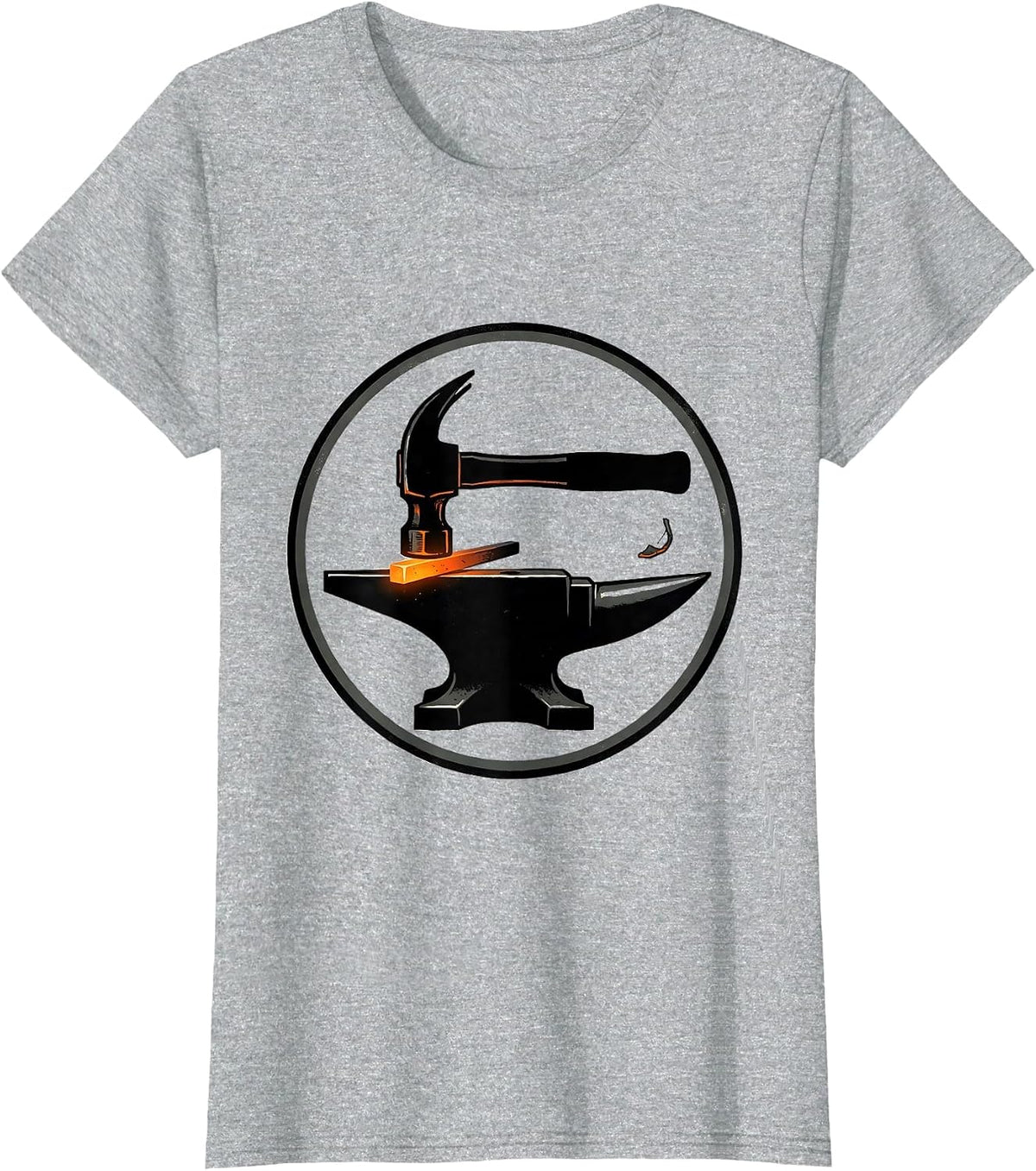 Women's Sealed Hammer Anvil Screenprint Blacksmith Humor T-Shirt - Heather Grey