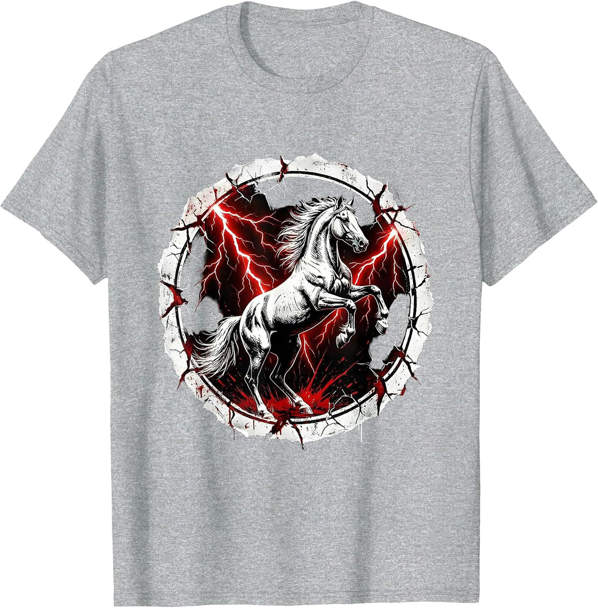 Men's Rearing Horse Lightning Storm Graphic T-Shirt - Heather Grey