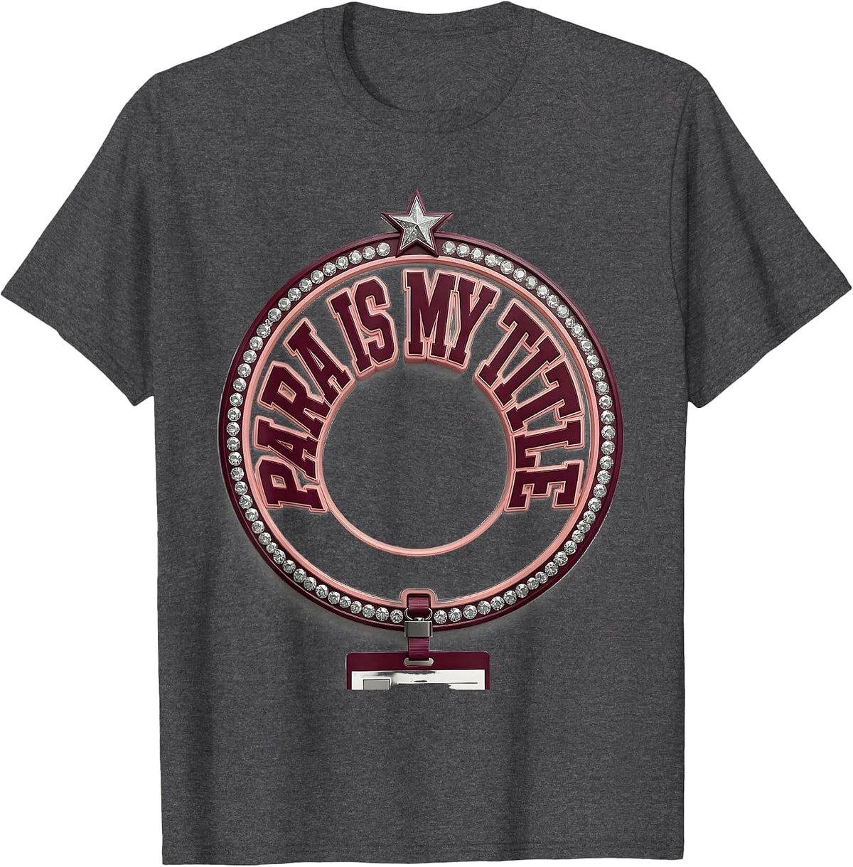 Para Is My Title Sparkle Varsity Paraeducator Appreciation T-Shirt - Dark Heather Grey