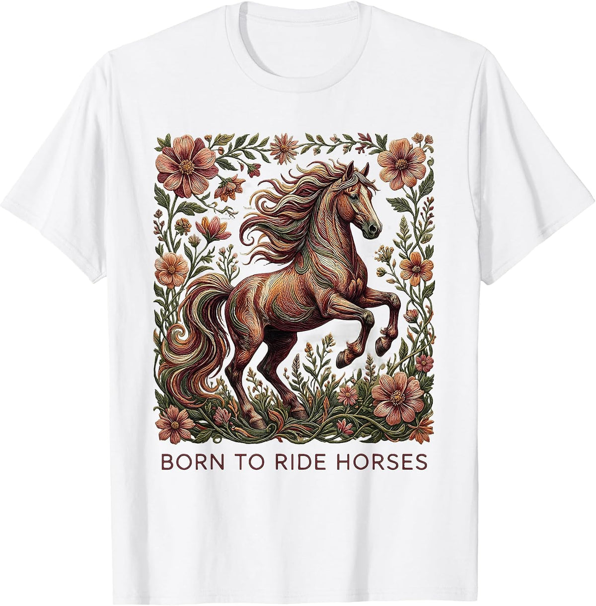 Men's Born to Ride Horses Equestrian Design T-Shirt - White