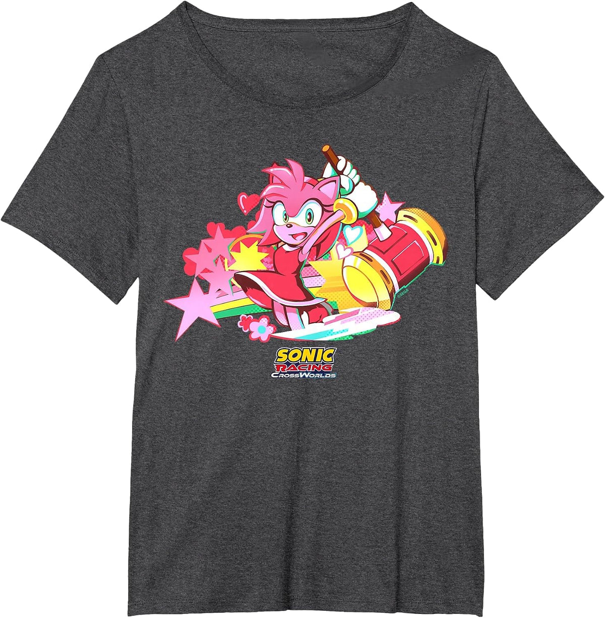 Sonic Racing CrossWorlds - Amy Decal T-Shirt - Dark Heather Grey