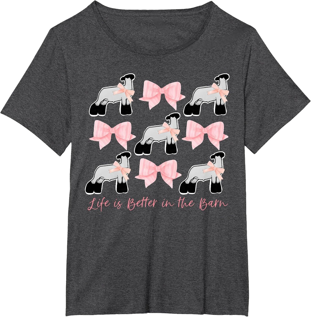 Coquette Bow Show Lamb Breeder Stock Show Mom Livestock T-Shirt - Dark Heather Grey