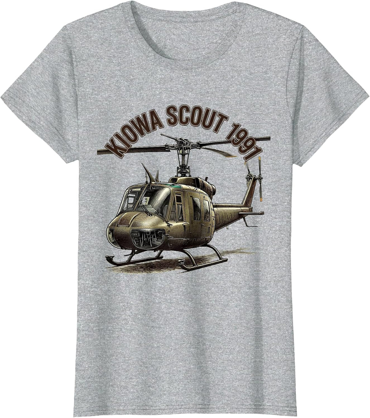 Kiowa Scout 1991 Military Helicopter Veteran Pilot Gift T-Shirt - Heather Grey
