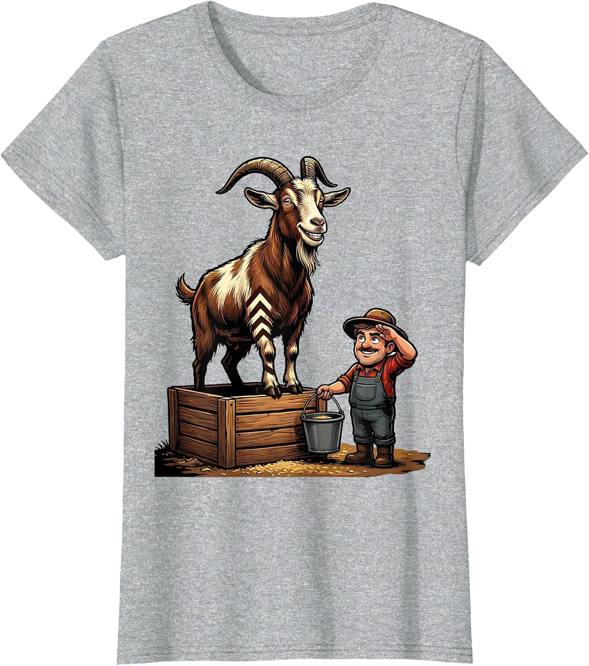 Goat Farmer Cartoon Goat Lover Gift T-Shirt - Heather Grey