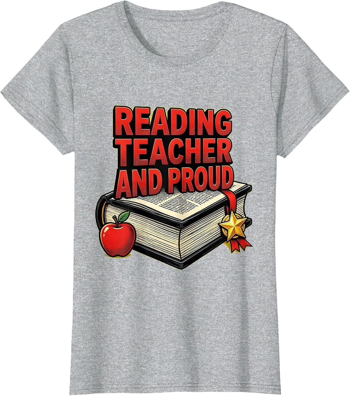 Reading Teacher and Proud Educator Design T-Shirt - Heather Grey