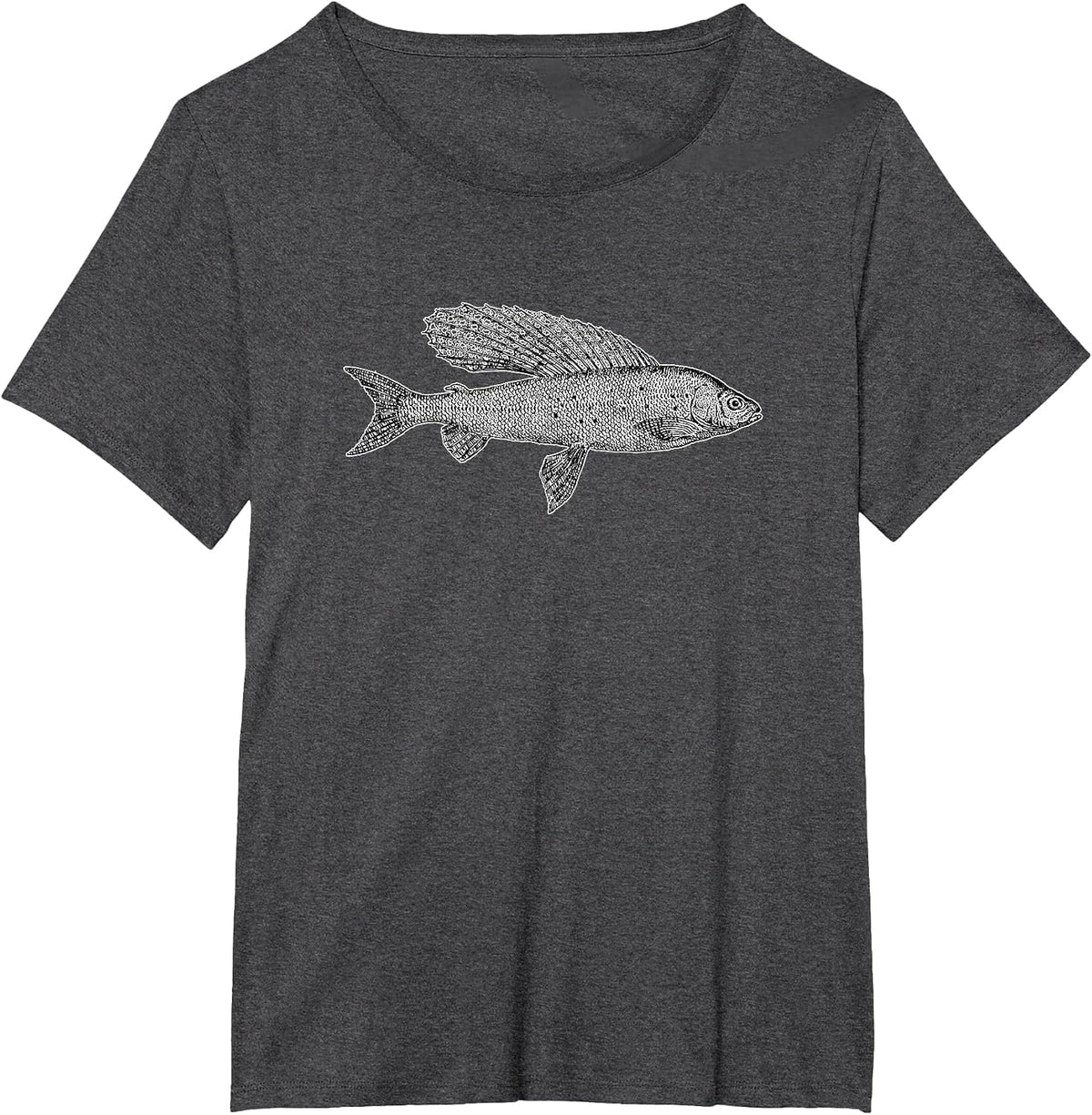 Fish Grayling Graphic Fishing T-Shirt - Dark Heather Grey
