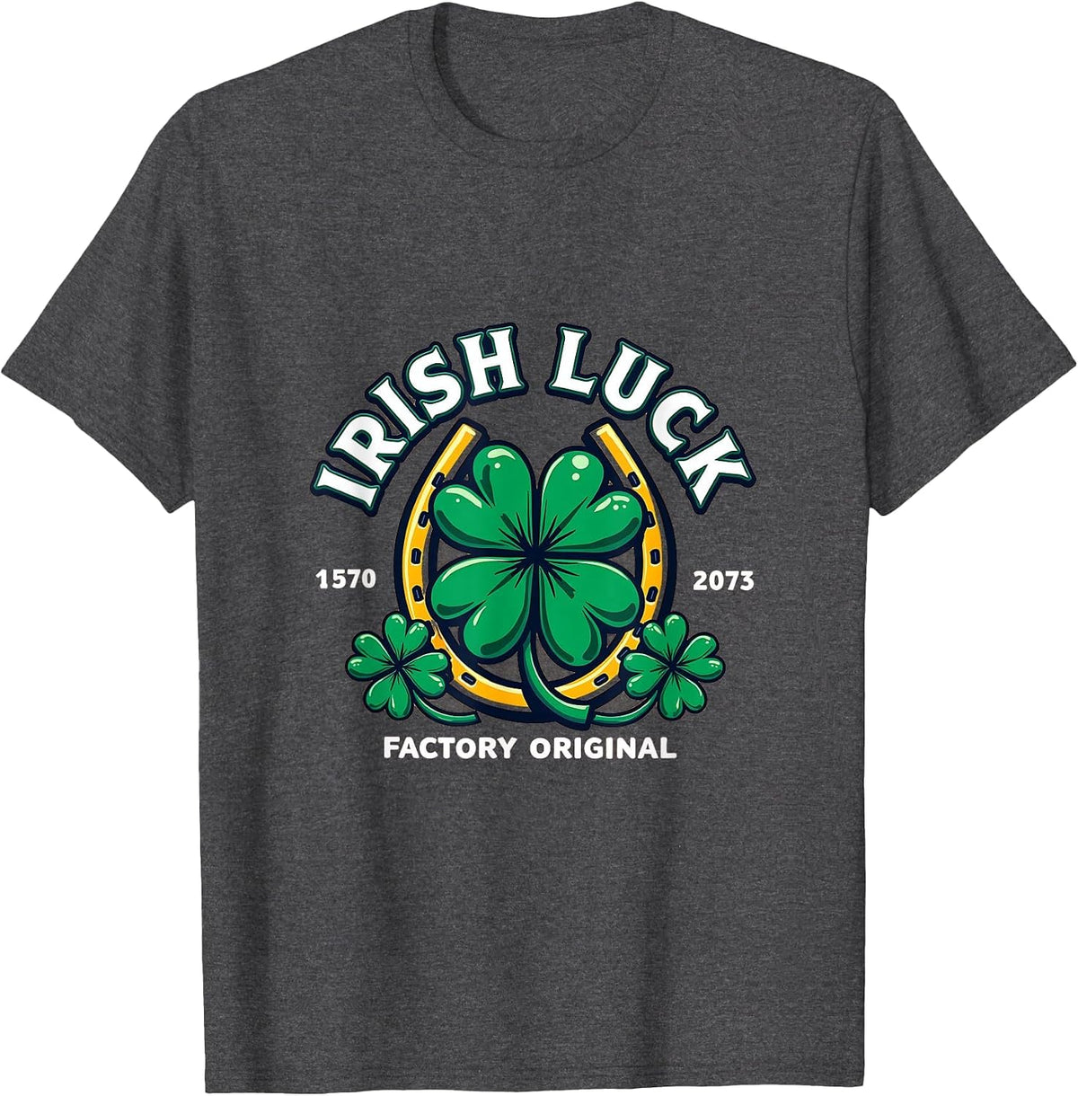 Irish Luck Factory Original St Patrick Design T-Shirt - Dark Heather Grey