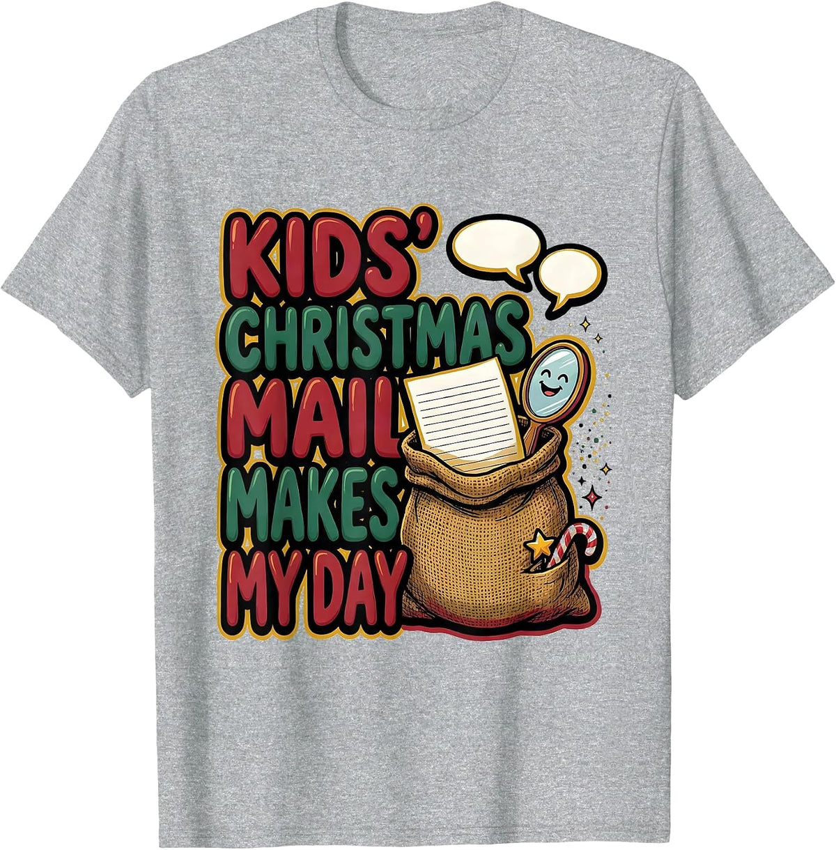 Men's Kids' Christmas Mail Makes My Day Funny Speech Therapist SLP T-Shirt - Heather Grey