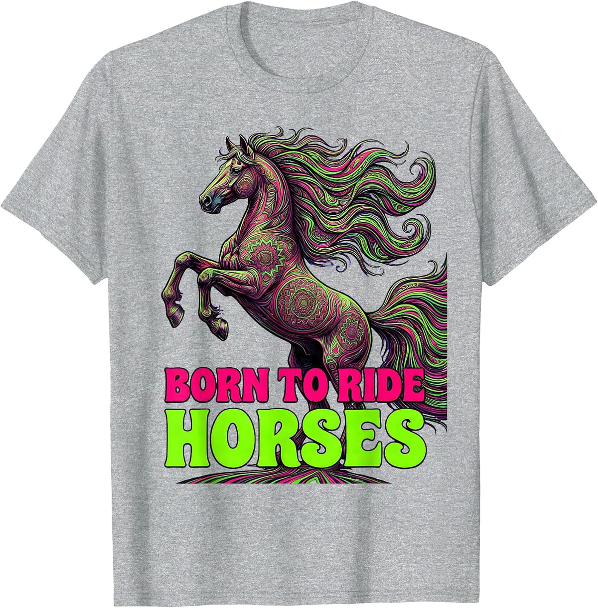 Men's Born to Ride Horses Equestrian Design T-Shirt - Heather Grey