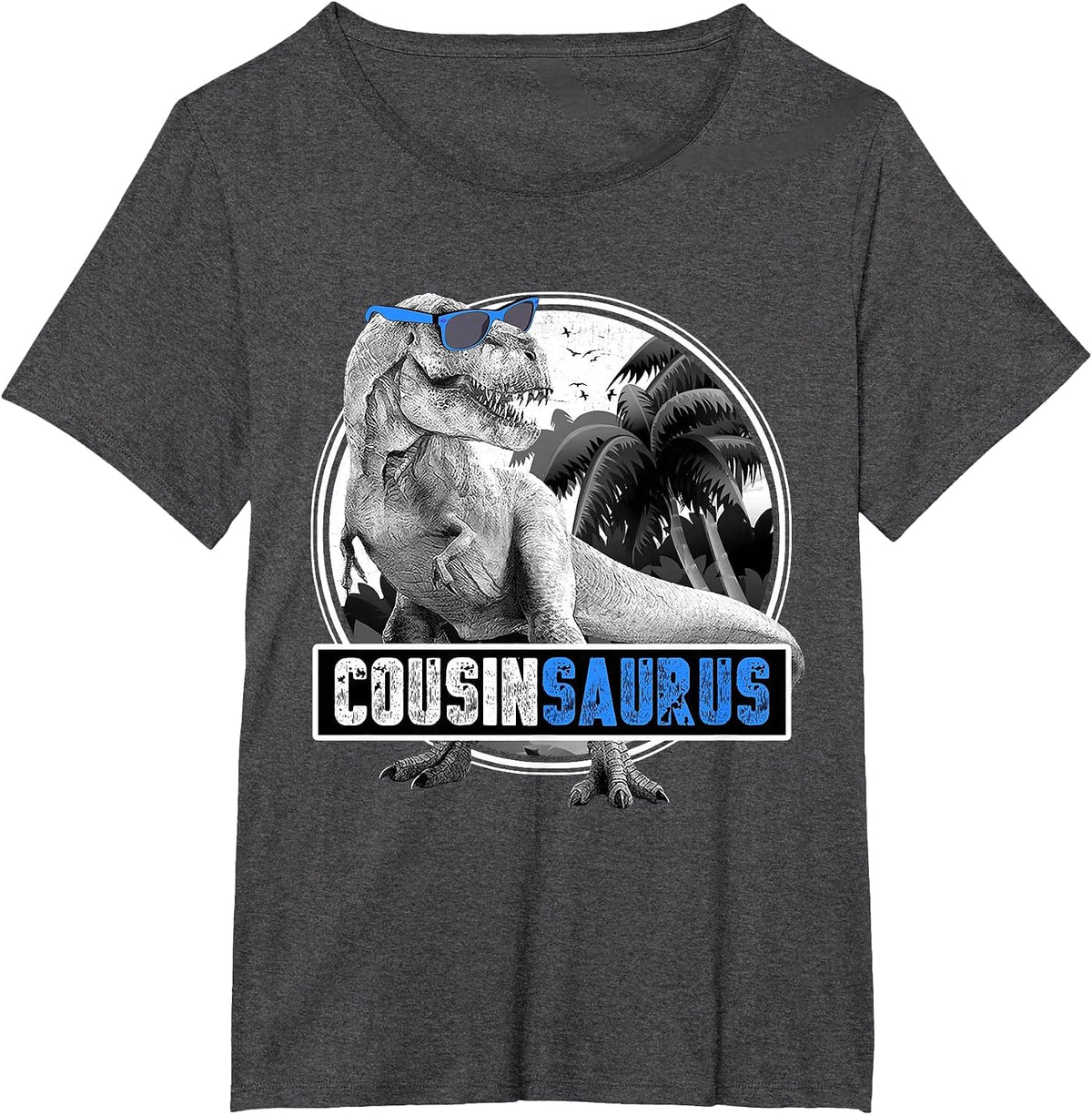 Cousinsaurus T Rex Dinosaur T-Shirt - Dark Heather Grey