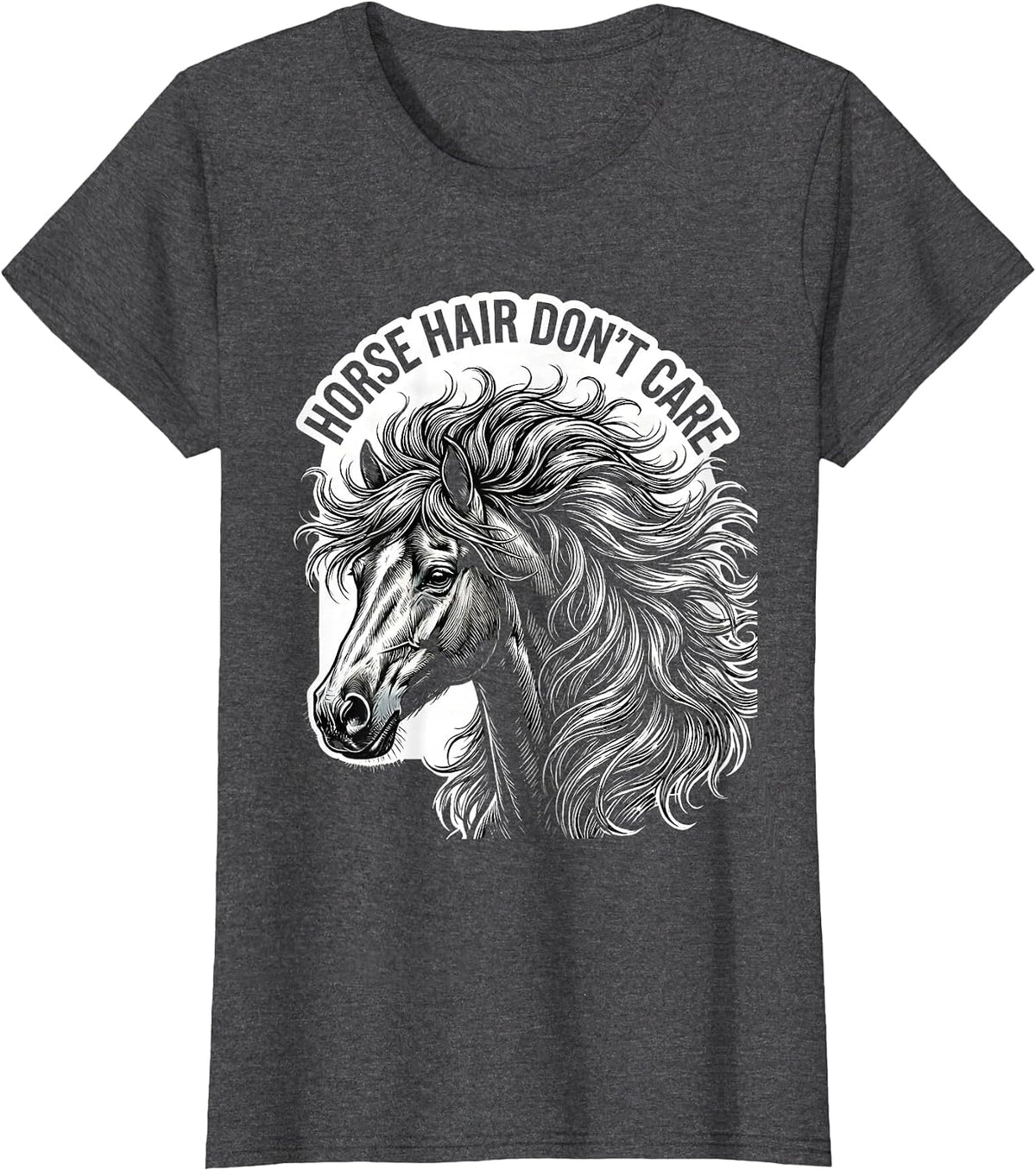 Women's Horse Hair Don't Care Funny Equestrian Design T-Shirt - Dark Heather Grey
