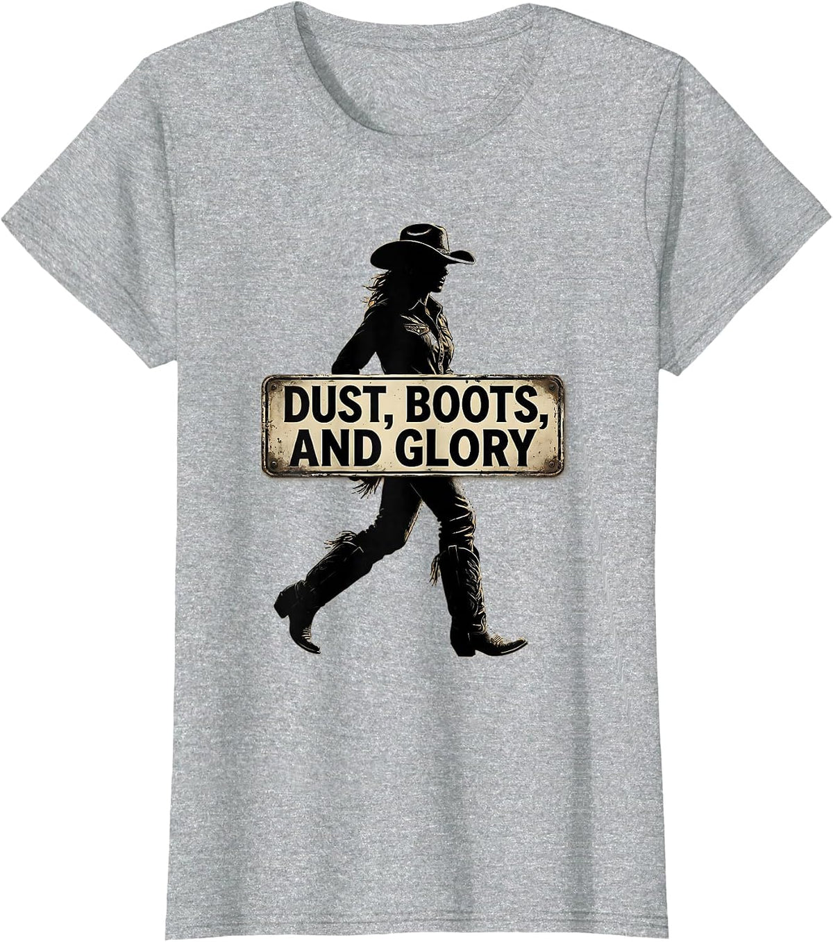 Dust Boots and Glory Western Women Design T-Shirt - Heather Grey