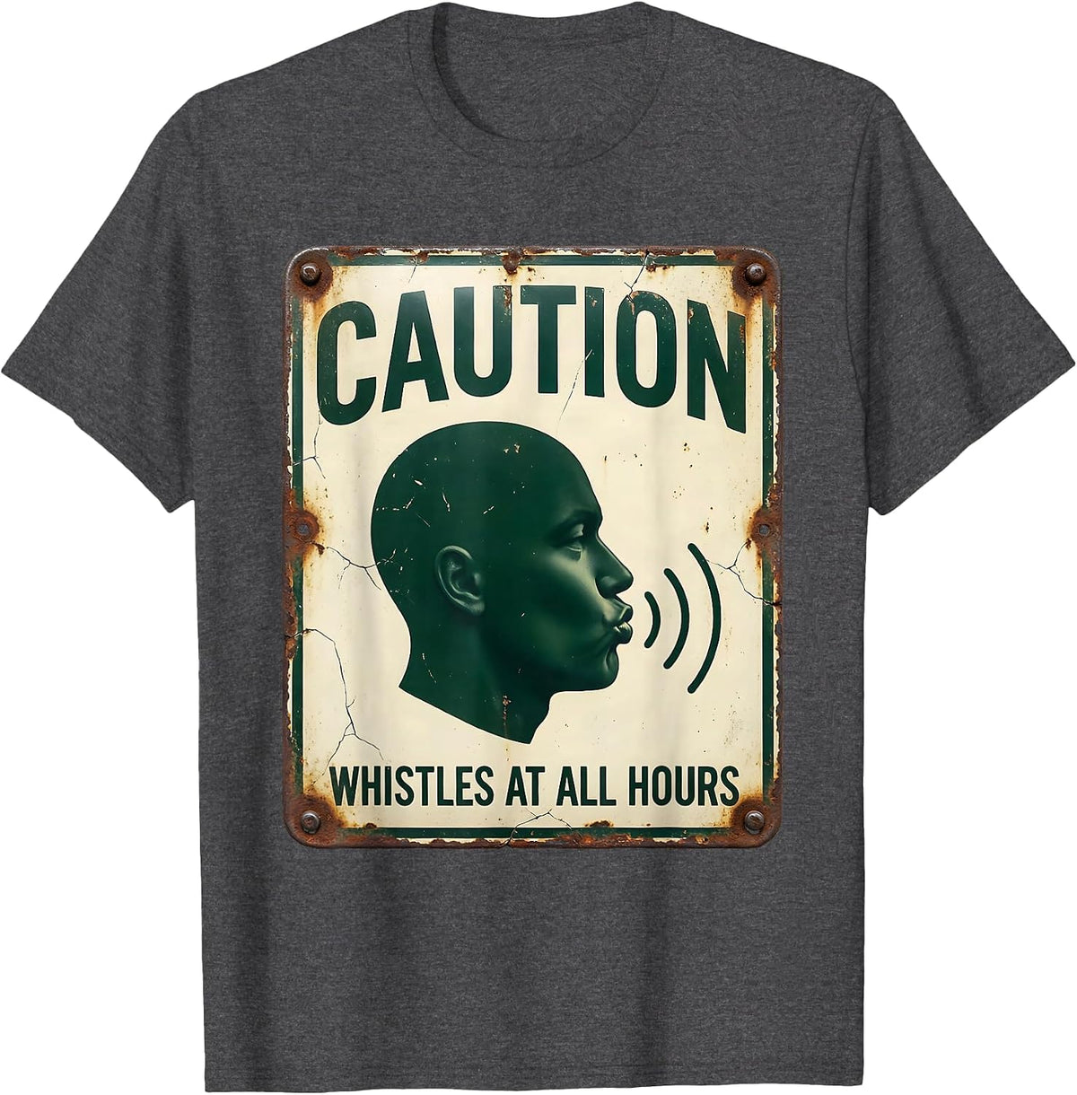 Men's Caution: Whistles At All Hours Vintage Funny Music Lover T-Shirt - Dark Heather Grey
