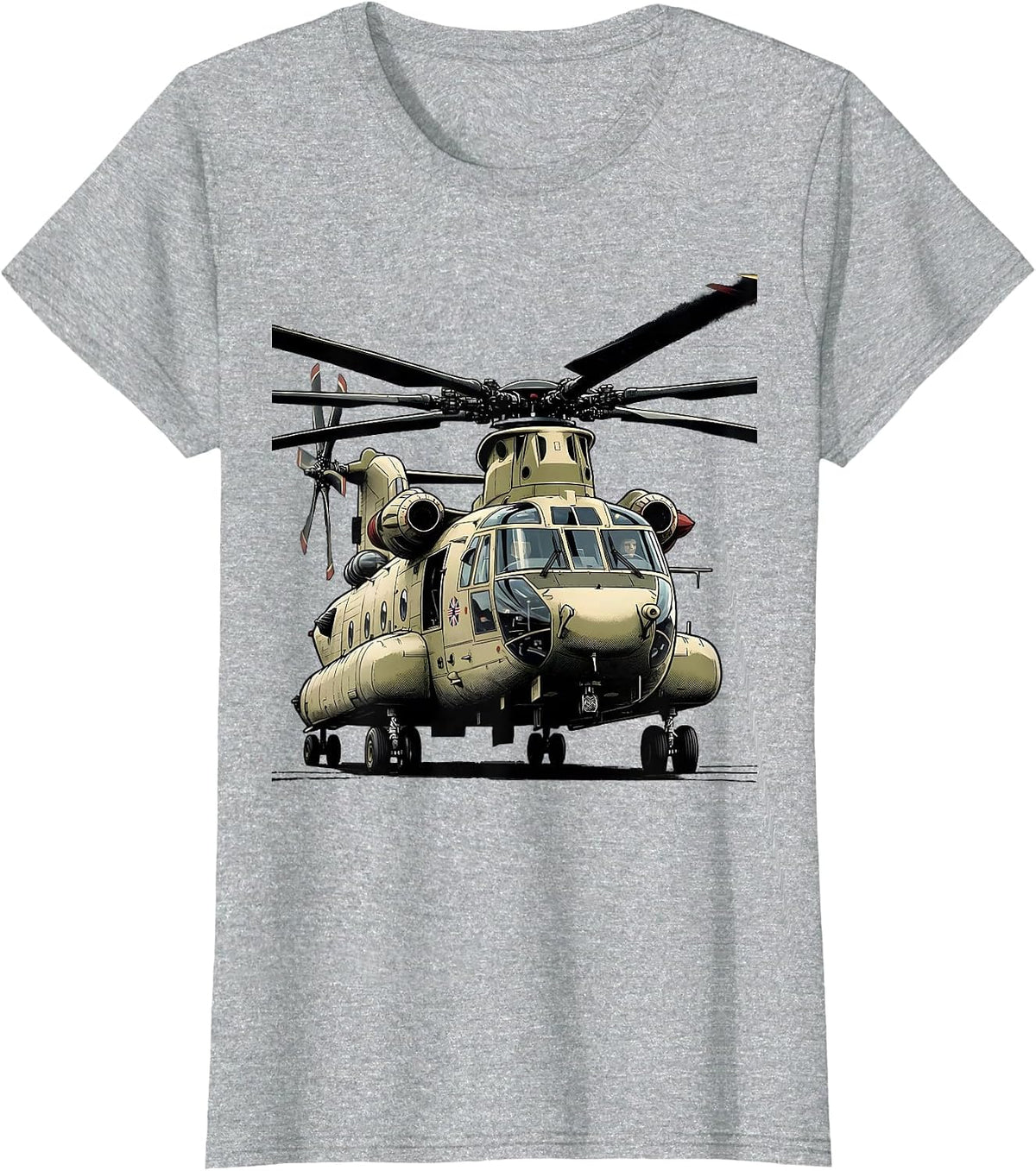 CH-53E Super Stallion Military Helicopter Veteran Tribute T-Shirt - Heather Grey