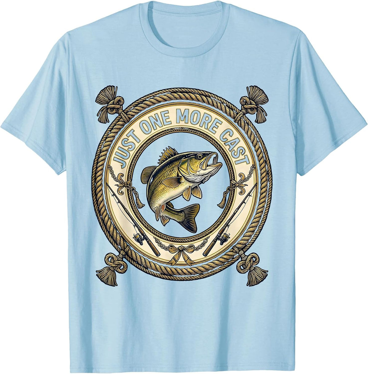Men's Just One More Cast Fishing Graphic Design T-Shirt - Baby Blue