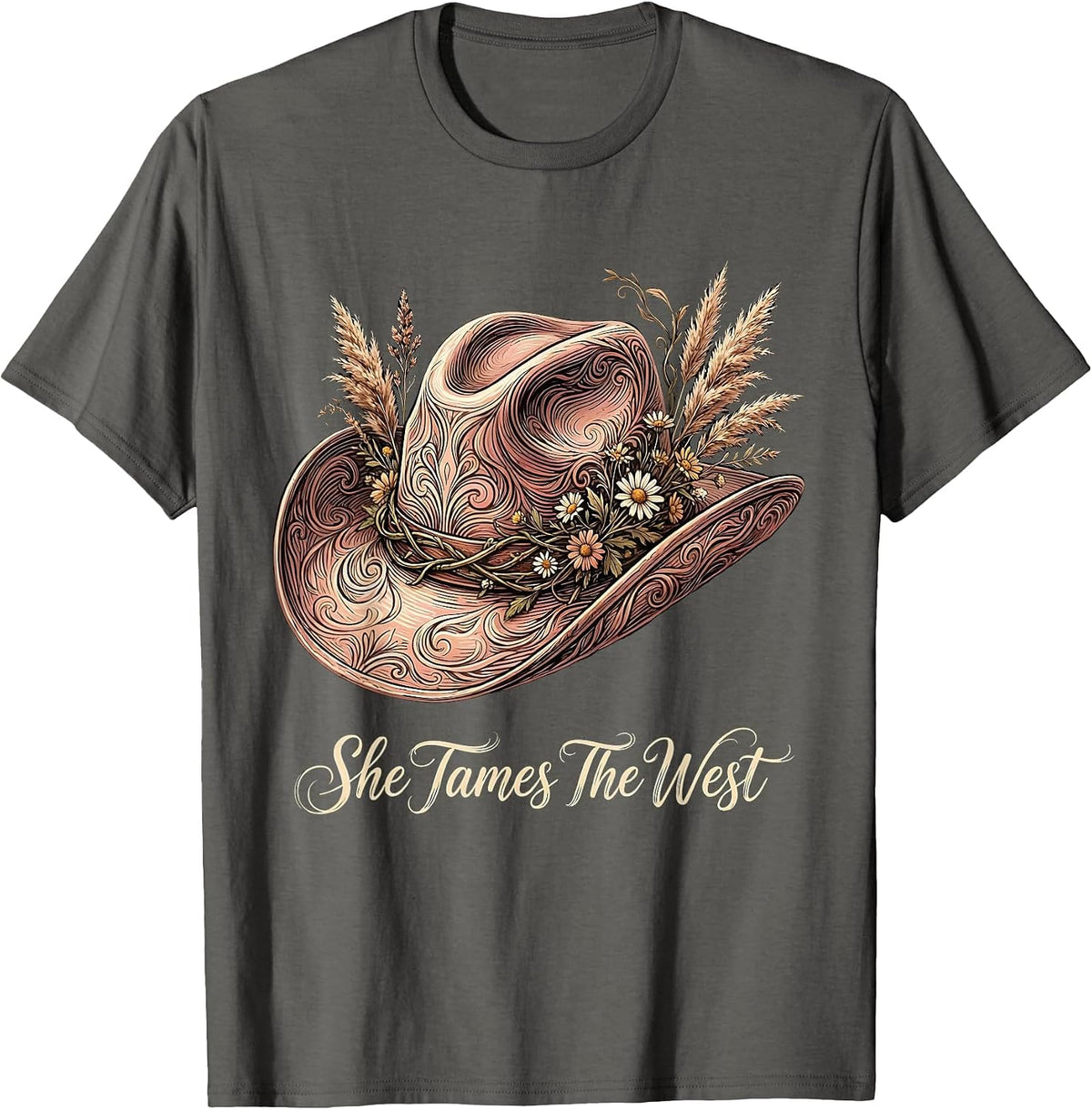She Tames The West Western Women Design T-Shirt - Asphalt Grey