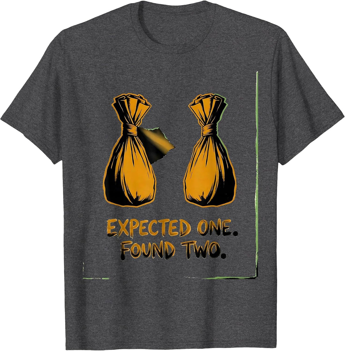 Men's Expected One Found Two Playful Twin Pregnancy Mama T-Shirt - Dark Heather Grey