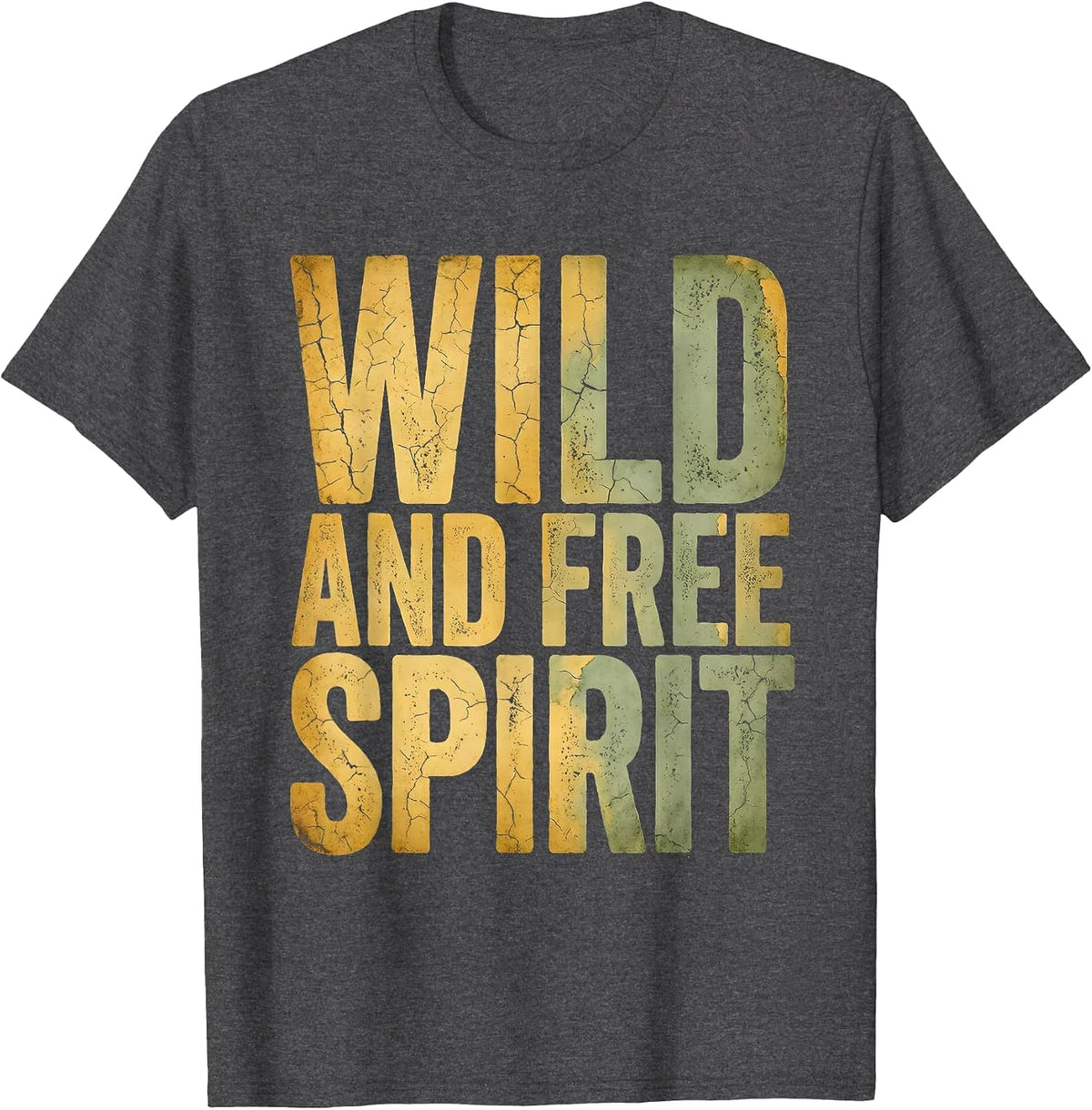 Wild and Free Spirit White Cowgirl Design T-Shirt - Dark Heather Grey