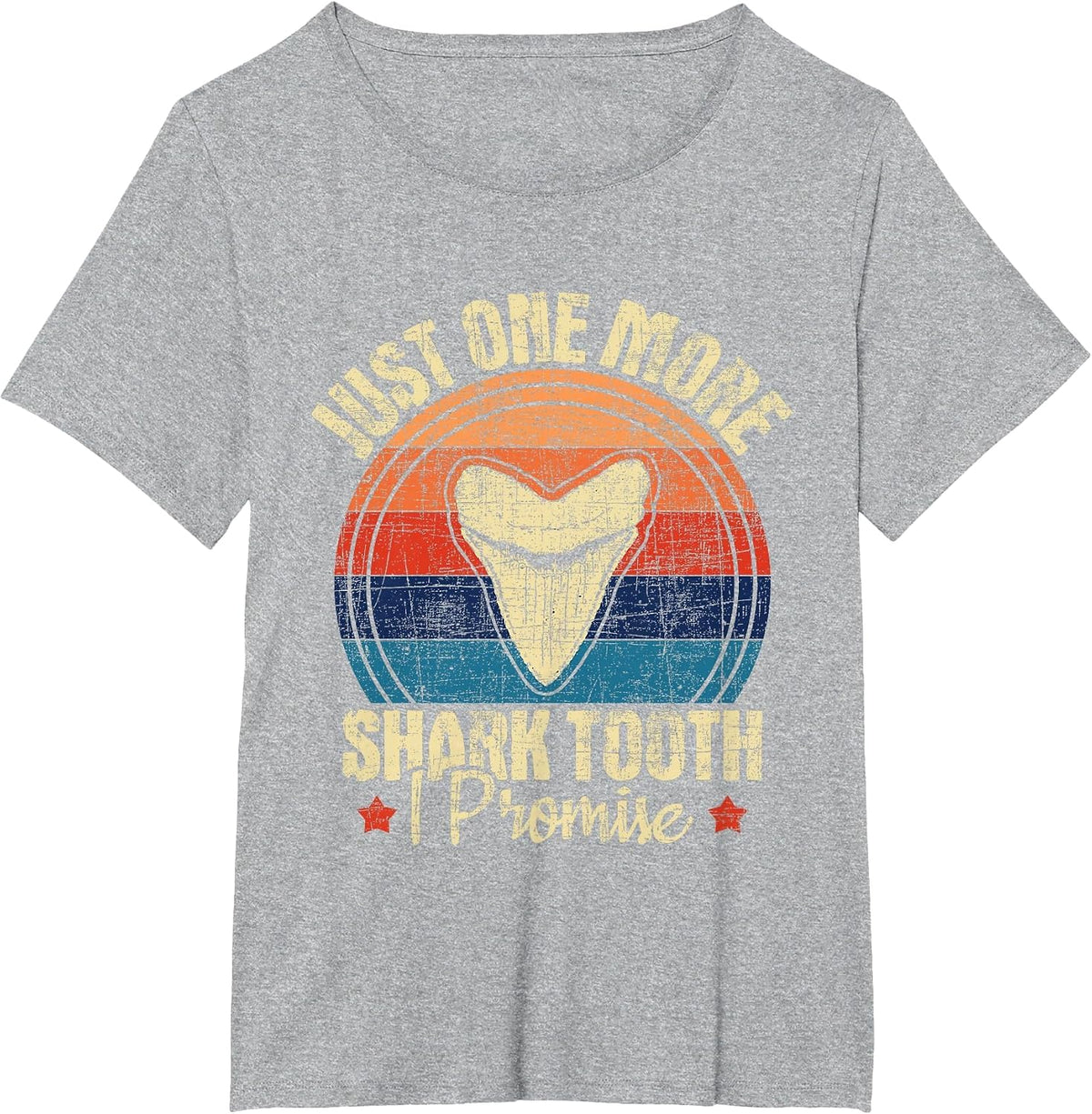 Just One More Shark Tooth I Promise - Retro Fossil T-Shirt - Heather Grey
