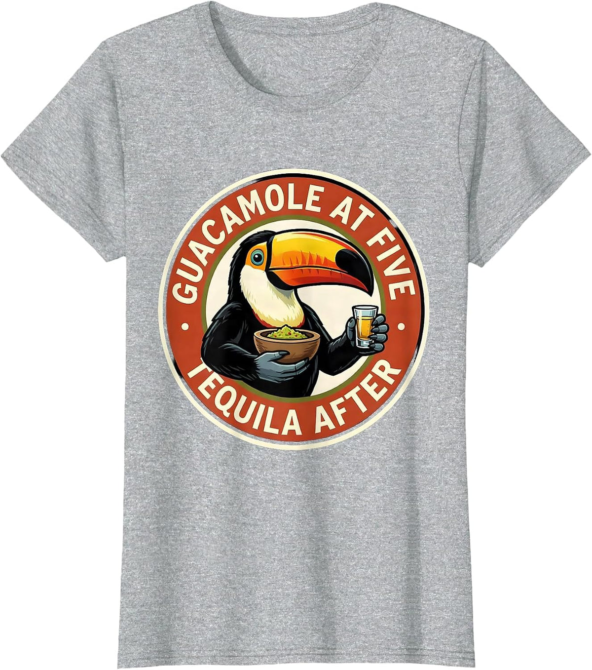 Guacamole At Five Tequila After Retro Cinco De Mayo Party T-Shirt - Heather Grey