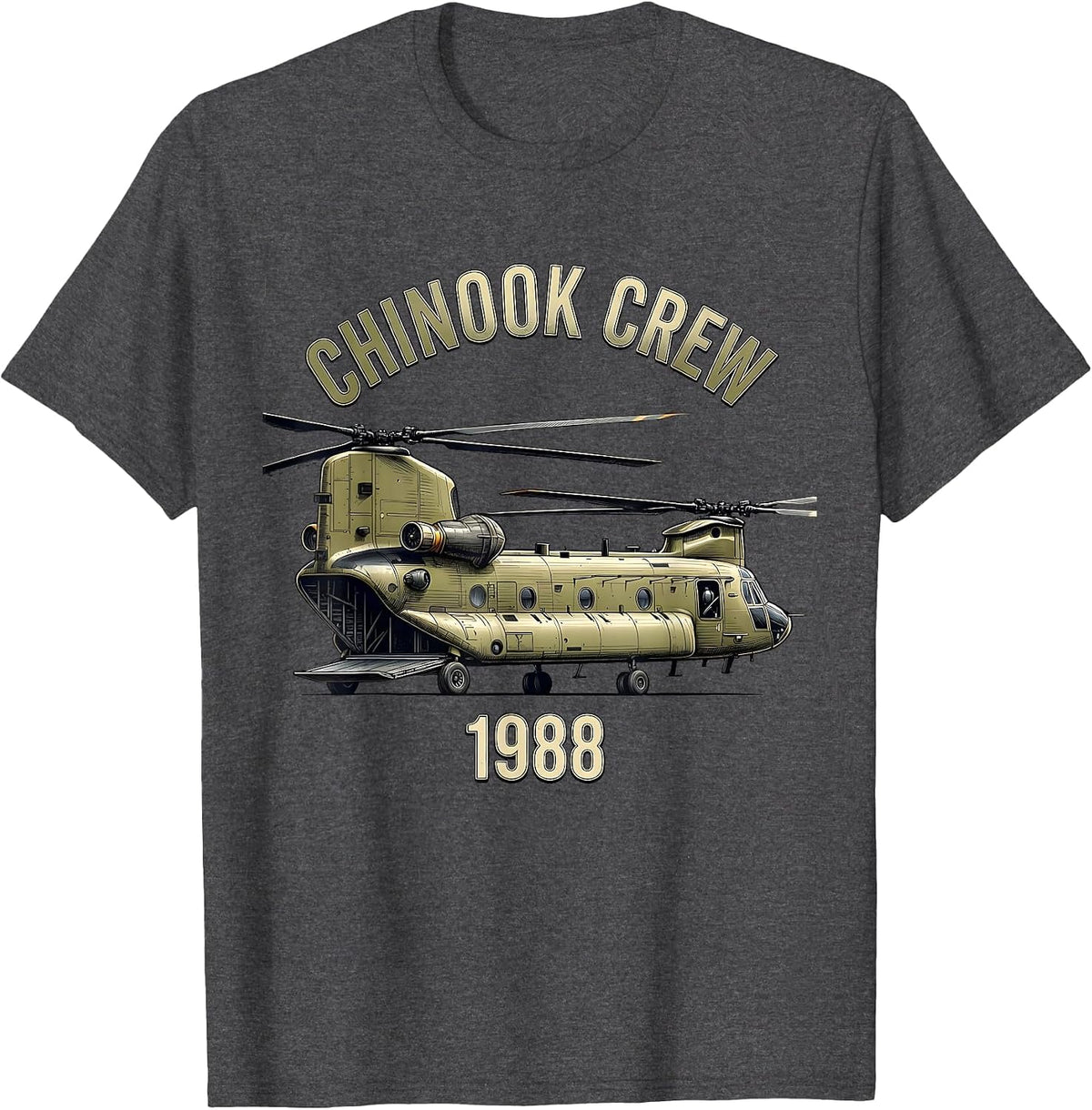 Men's Chinook Crew 1988 Symmetrical Insignia Vietnam Veteran T-Shirt - Dark Heather Grey