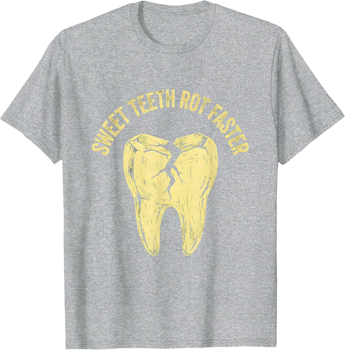 Men's Sweet Teeth Rot Faster Dental Halloween Design T-Shirt - Heather Grey