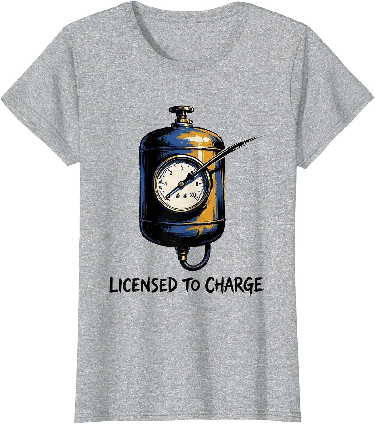 Licensed To Charge Funny HVAC Technician Charging Pride T-Shirt - Heather Grey