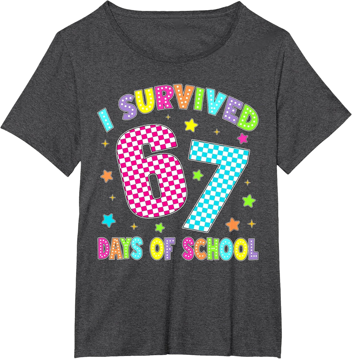 I Survived 67 Days of School Six Seven 67 Meme Slang Kids T-Shirt - Dark Heather Grey