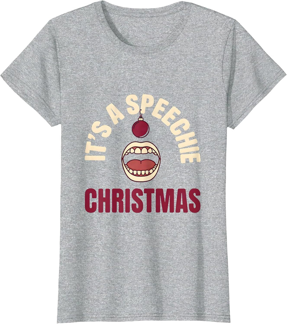 Women's It's a Speechie Christmas Funny SLP Speech Therapist Holiday T-Shirt - Heather Grey