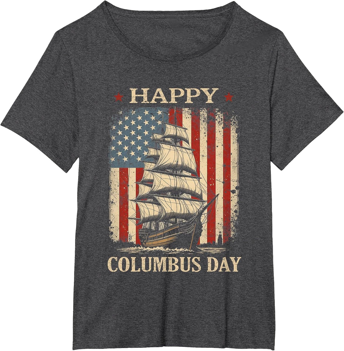 Happy Columbus Day Design Christopher Columbus Italian T-Shirt - Dark Heather Grey
