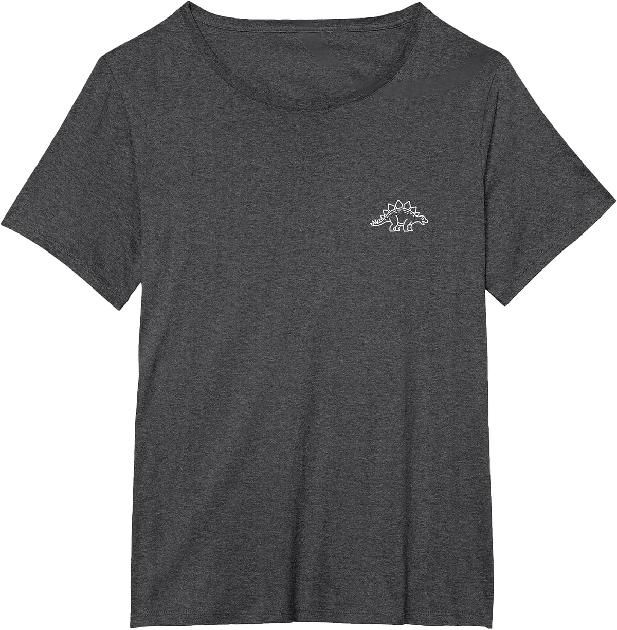 Stegosaurus Minimalist Badge Patch Line Art Dinosaur T-Shirt - Dark Heather Grey
