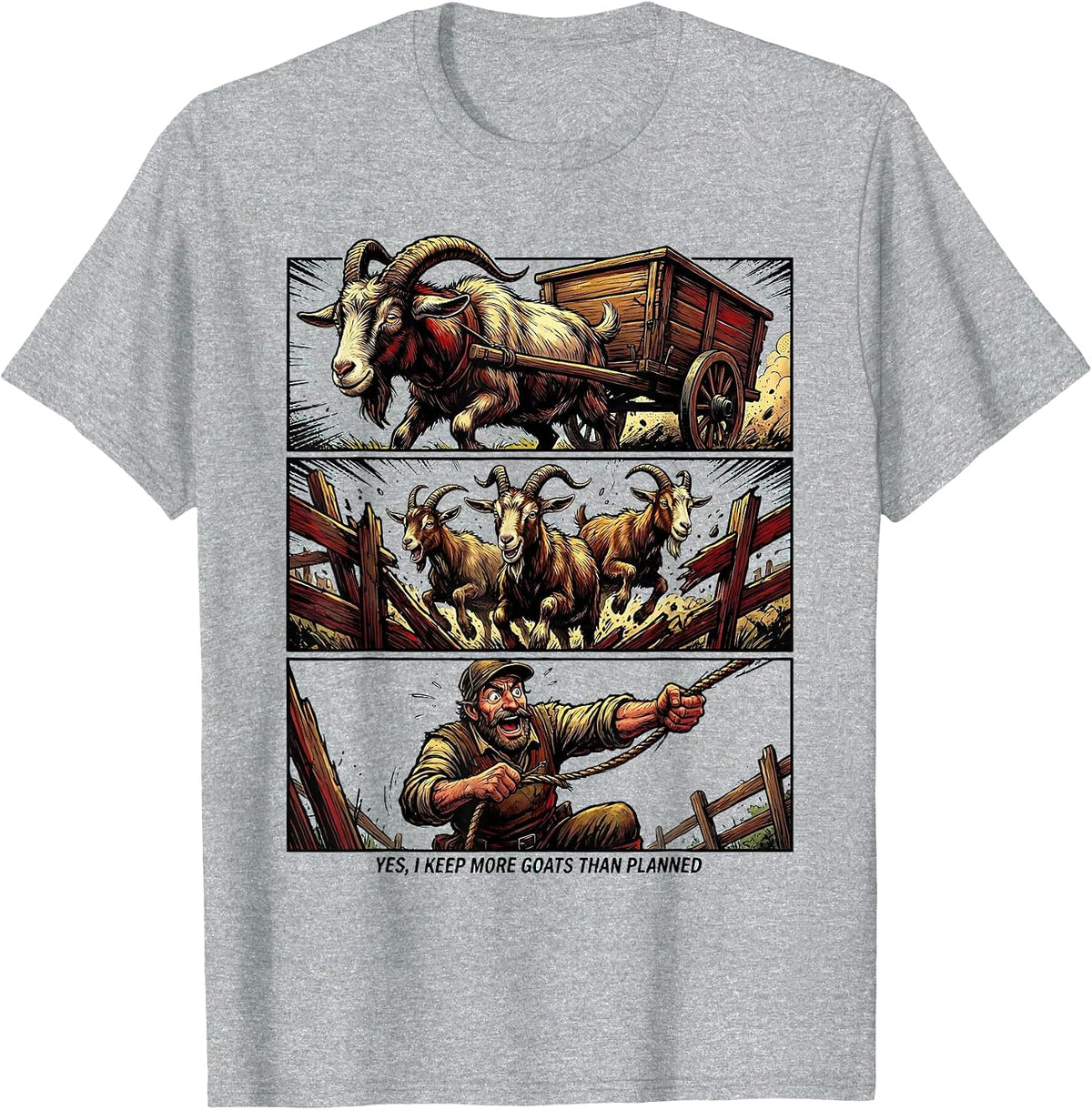 Men's Yes I Keep More Goats Than Planned Funny Goat Lover Comic T-Shirt - Heather Grey
