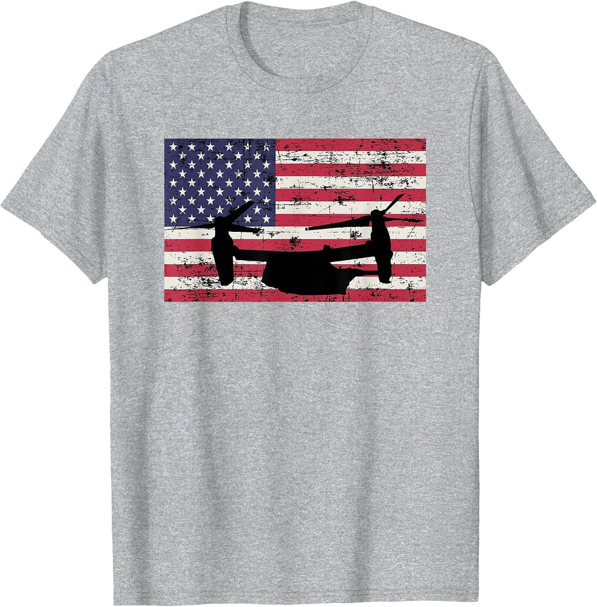 Patriotic CV-22 Osprey American Flag t-Shirt T-Shirt - Heather Grey