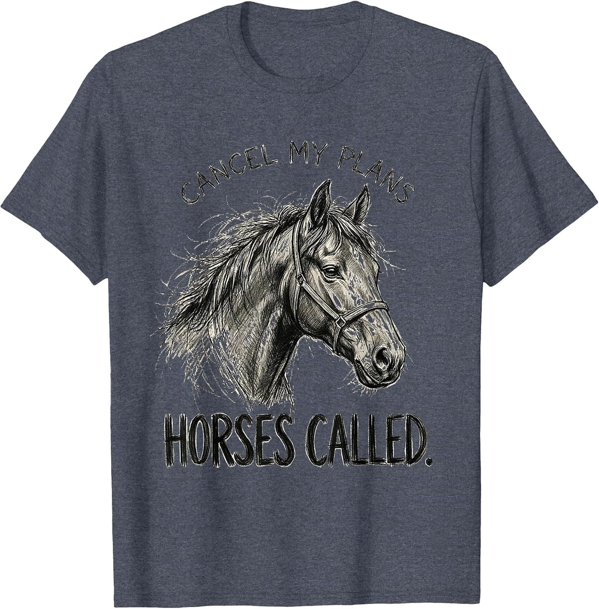 Cancel My Plans Horses Called Funny Horse Lover Gift T-Shirt - Heather Blue