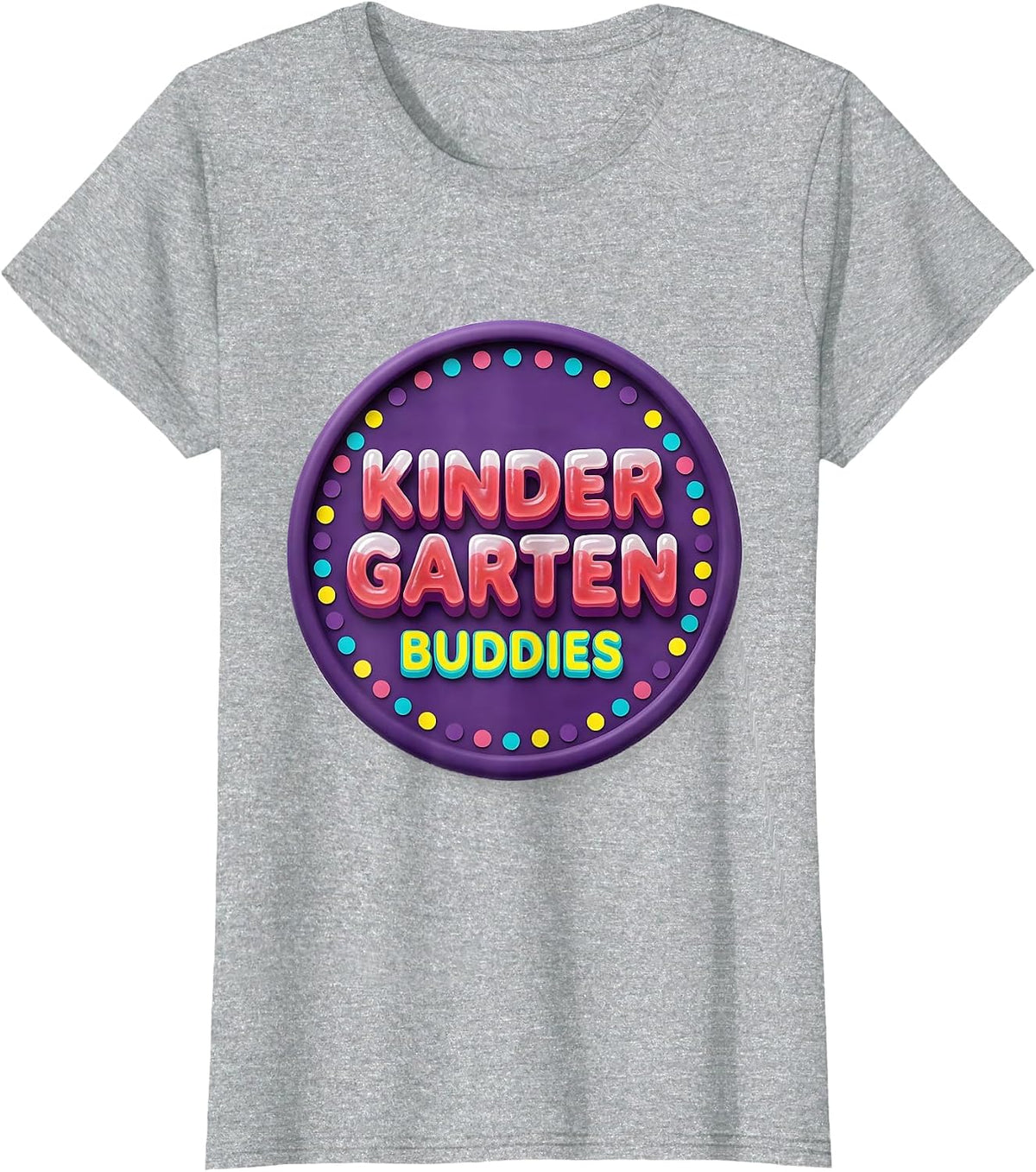Women's Kindergarten Buddies Playful Pre-K to Elementary Back T-Shirt - Heather Grey