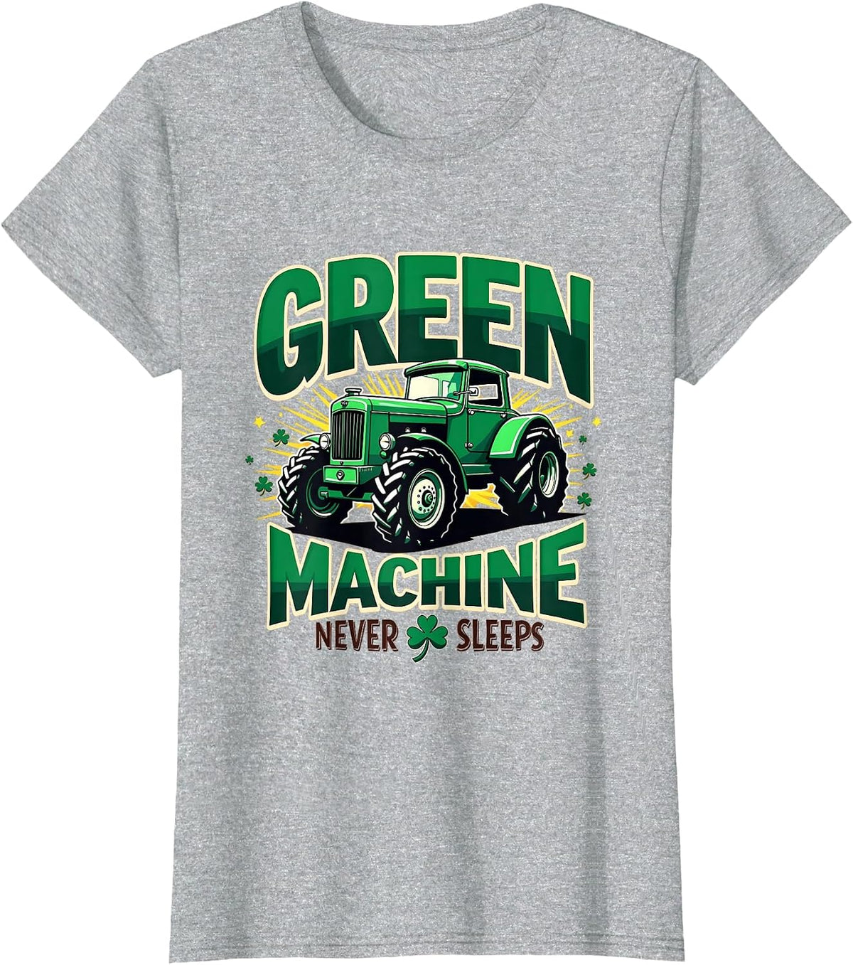 Green Machine Never Sleeps St Patricks Day T-Shirt - Heather Grey
