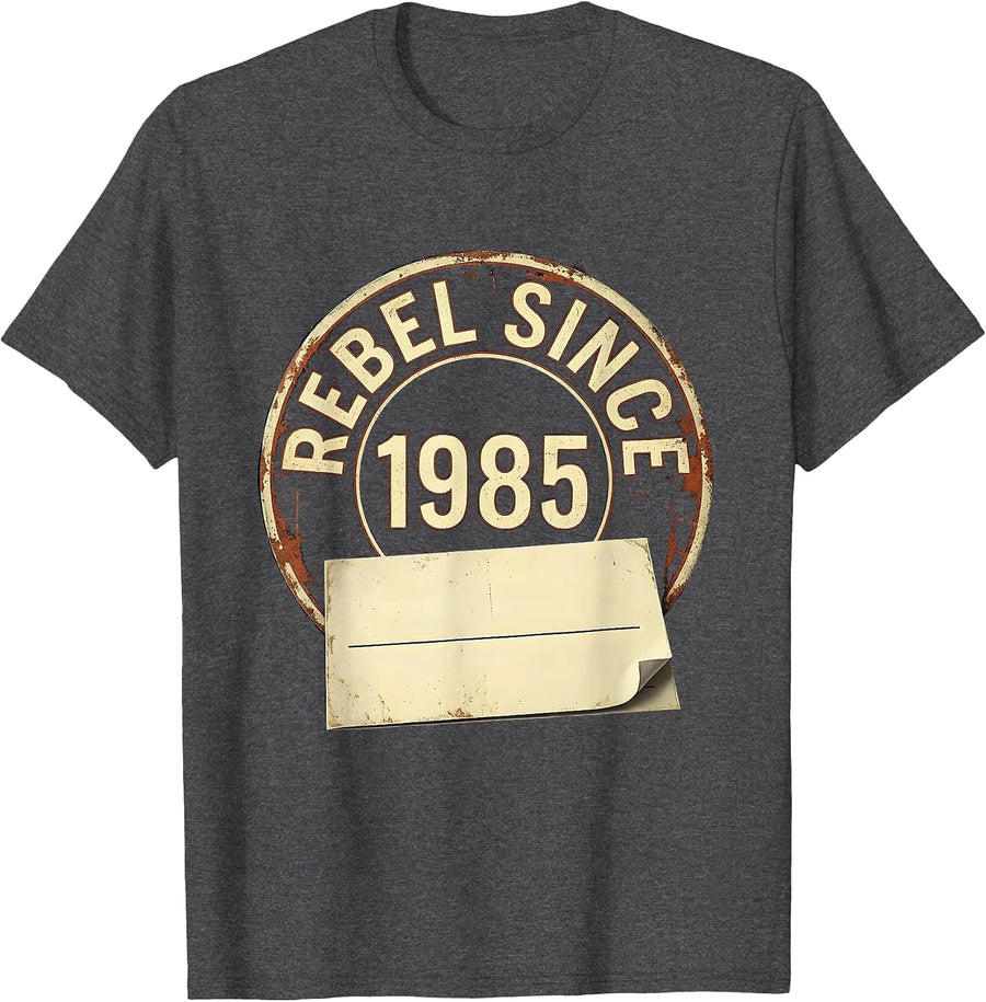 Men's Rebel Since 1985 Vintage Humor Retro Nonconformist T-Shirt - Dark Heather Grey