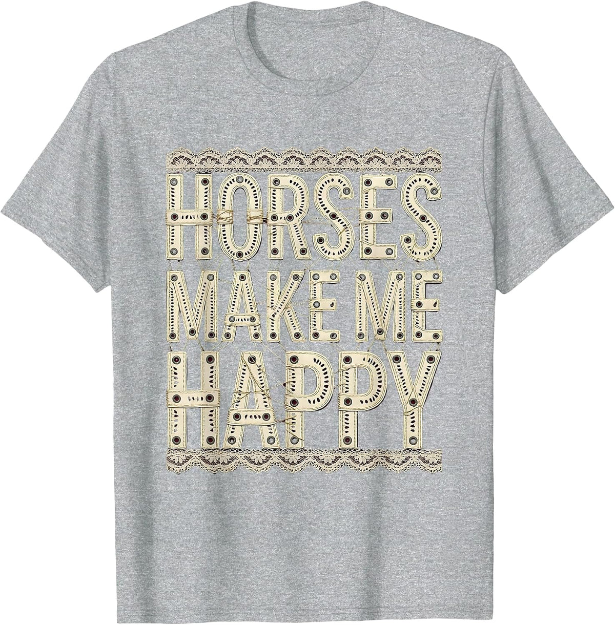 Men's Horses Make Me Happy Equestrian Design T-Shirt - Heather Grey
